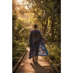 Velvet Kimono Rayon Silk "Johnny Was Vibes" ONE SIZE